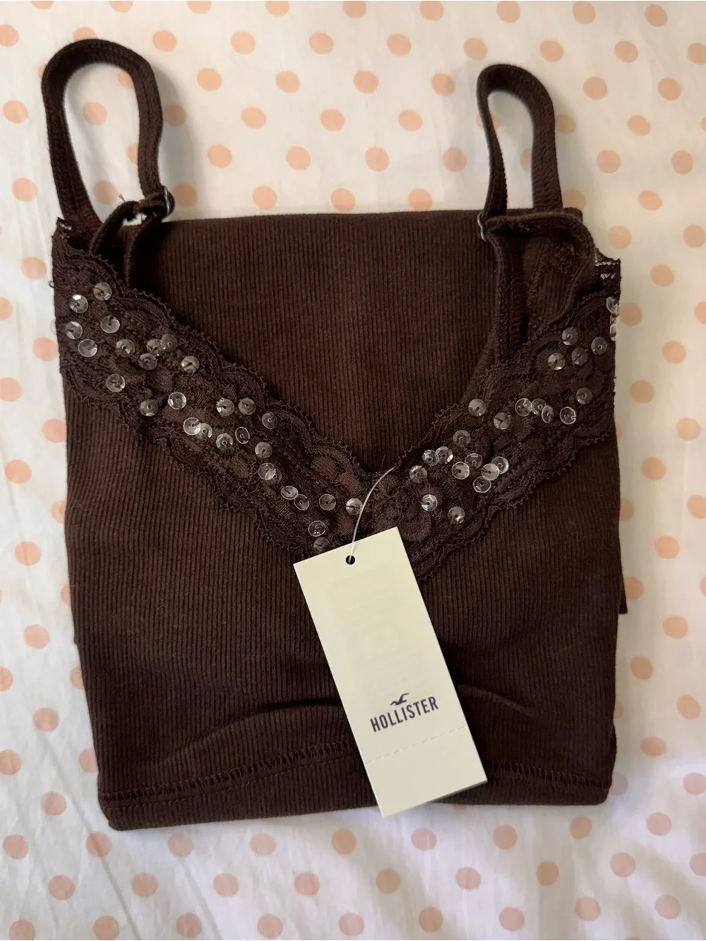 NWT Hollister 25 Years Limited Edition Brown Sequin Lace Cami Tank Top - Picture 6 of 6